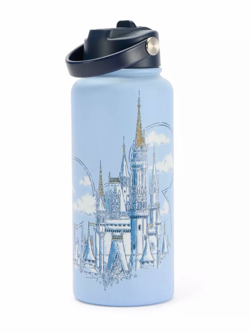 NEW 2026 DISNEY WORLD CINDERELLA CASTLE JUMBO 1 LITER WATER BOTTLE IN BLUE